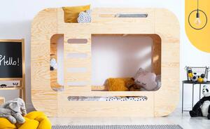 Drewniane łóżko piętrowe z półkami - Marun