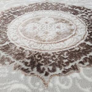 Brązowy dywan z wzorami do salonu - Logar 3X