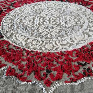 Szaro-czerwony miękki wzorzysty dywan - Logar 3X