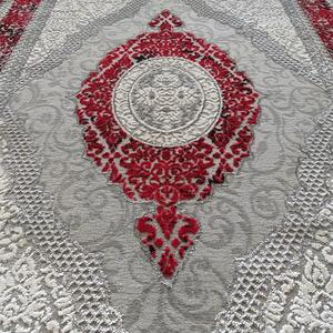 Szaro-czerwony miękki wzorzysty dywan - Logar 3X