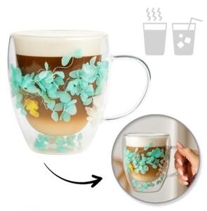 Szklanka termiczna z kwiatami w środku, hortensje zielone 300 ML 1szt SZK179ZIE