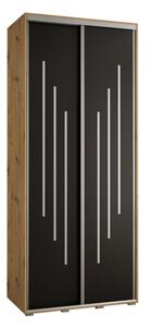 Szafa przesuwna wysoka Davos 8 120, gł. 60 cm artisan + czarny + srebrny