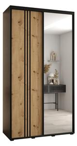 Szafa przesuwna wysoka Davos 7 130, gł. 60 cm czarny + artisan + czarny