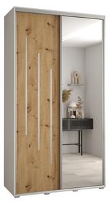 Szafa przesuwna wysoka Davos 9 140, gł. 60 cm biały + artisan + srebrny