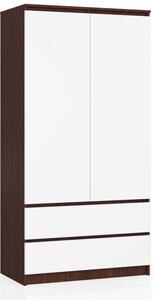 Szafa do sypialni, 2 szuflady, drzwi, DORMI, 90x51x180 cm, wenge, biel, mat | TYLETEGOTU
