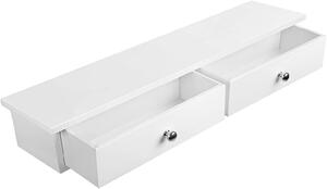 Biała półka wisząca z 2 szufladami - Mekris