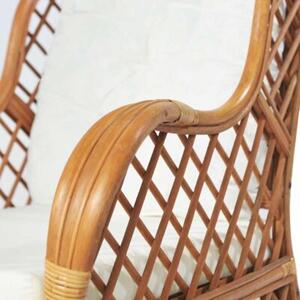 Fotel z poduszkÄ , jasnobrÄ zowy, naturalny rattan i len