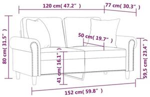 Sofa 2-osobowa z poduszkami, winna czerwieÅ, 120 cm, aksamit