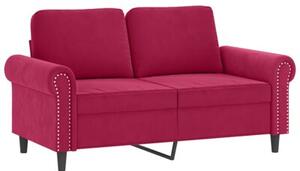 Sofa 2-osobowa z poduszkami, winna czerwieÅ, 120 cm, aksamit