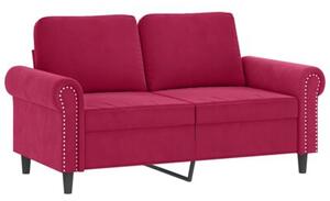 Sofa 2-osobowa z poduszkami, winna czerwieÅ, 120 cm, aksamit