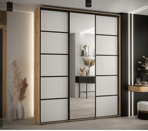Szafa przesuwna wysoka Davos 5 180, gł. 60 cm artisan + biały + czarny