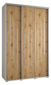 Szafa przesuwna wysoka Davos 8 150, gł. 60 cm biały + artisan + srebrny