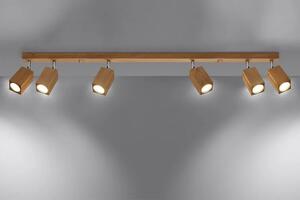 Drewniany plafon z 6 reflektorami - S483-Kerbi