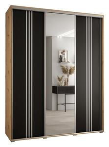 Szafa przesuwna wysoka Davos 7 200, gł. 60 cm artisan + czarny + srebrny