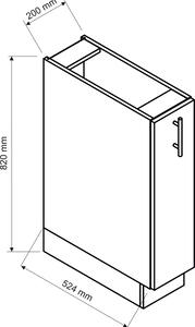 Biała szafka kuchenna typu cargo z koszem - Pergio 3X 20 cm