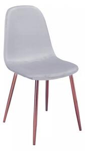 Krzesło tapicerowane do salonu FOX III błękitne nogi miedziane welur