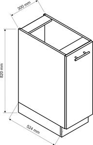 Biała szafka kuchenna cargo z koszem - Pergio 5X 30 cm