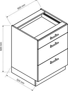 Dolna szafka kuchenna z szufladami biała - Pergio 13X 60 cm
