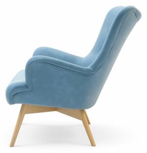 Fotel welurowy jasnoniebieski ZELE