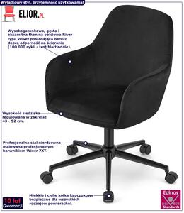 Czarny tapicerowany welurem fotel obrotowy - Daiso 3X