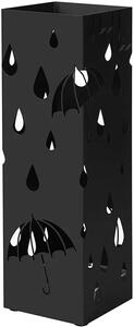 Czarny metalowy ażurowy parasolnik do przedpokoju - Niras