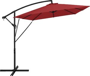 ML-Design Parasol ogrodowy Ø 330 cm czerwony aluminiowy prostokątny, parasol z korbką, pokrowcem i stojakiem UV50+ i wodoodporny, obrotowy o 360° i odchylany