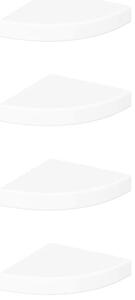 Półki narożne pływające 4 szt., białe, połysk, 25x25x3,8 cm, mdf