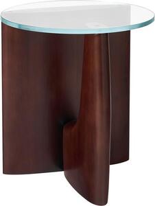 Stolik pomocniczy z drewna ze szklanym blatem Miya