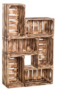 ČistéDřevo Skrzynki drewniane opalane biblioteczka 62 × 102 × 20 cm