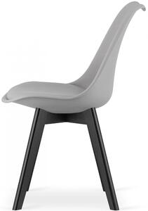 Komplet szarych ergonomicznych krzeseł z czarnymi nogami 4 szt. - Asaba 4S