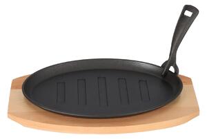 Banquet Patelnia żeliwna na desce drewnianej GRADA – 27 × 17,5 cm