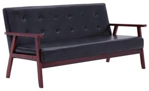Sofa, 3-osobowa czarna, sztuczna skÃ³ra