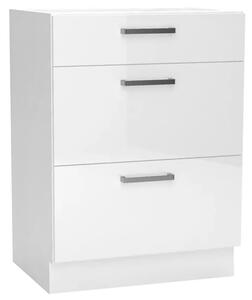 Biała szafka z 3 szufladami do kuchni - Elora 12X 60 cm połysk