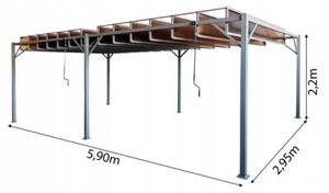 Pergola bioklimatyczna 3x6 m z zasłonami i składanym dachem, 18 m²