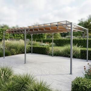 Pergola bioklimatyczna 3x6 m z zasłonami i składanym dachem, 18 m²