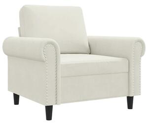 Fotel, kremowy, 60 cm, obity aksamitem