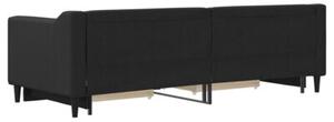 Sofa rozsuwana z szufladami, czarna, 80x200 cm, tkanina