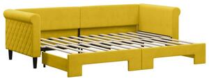 Sofa rozsuwana, żółta, 80x200 cm, aksamit