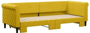 Sofa rozsuwana, żółta, 80x200 cm, aksamit