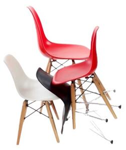 D2.Design Krzesło Junior Po16 Białe Drewniane Nogi Kuchnia/Jadalnia/Salon Nowoczesny/Minimalistyczny/Skandynawski Biały