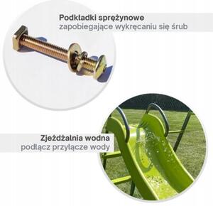 Metalowy plac zabaw Tymek niebieski ze zjeżdżalnią, huśtawkami i koszem