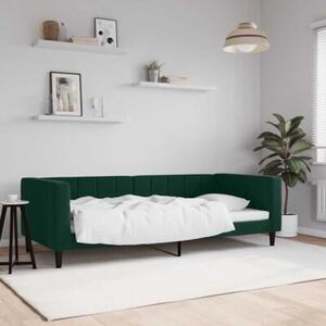 Sofa z funkcją spania, ciemnozielona, 90x200 cm, aksamitna