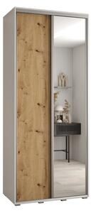 Szafa przesuwna wysoka Davos 3 100, gł. 60 cm biały + artisan + srebrny