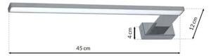 Srebrny kinkiet LED łazienkowy prawostronny - N016-Cortina 11W 45x12x4 cm