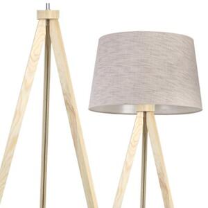 Lampa podłogowa trójnóg naturalny Light Home LH Len 1xE27 44cm abażur stożek jasny beżowy L02