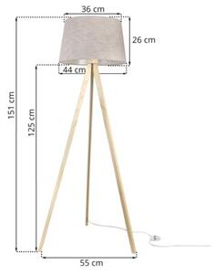 Lampa podłogowa trójnóg naturalny Light Home LH Len 1xE27 44cm abażur stożek jasny beżowy L02