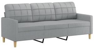Sofa 3-osobowa z poduszkami, jasnoszara, 180 cm, tkanina