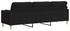 Sofa 3-osobowa z poduszkami, czarna, 210 cm, obita tkaninÄ