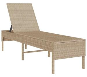 Leżak z poduszką beżowy 55x200x44cm polirattan