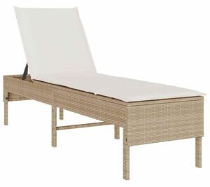 Leżak z poduszką beżowy 55x200x44cm polirattan